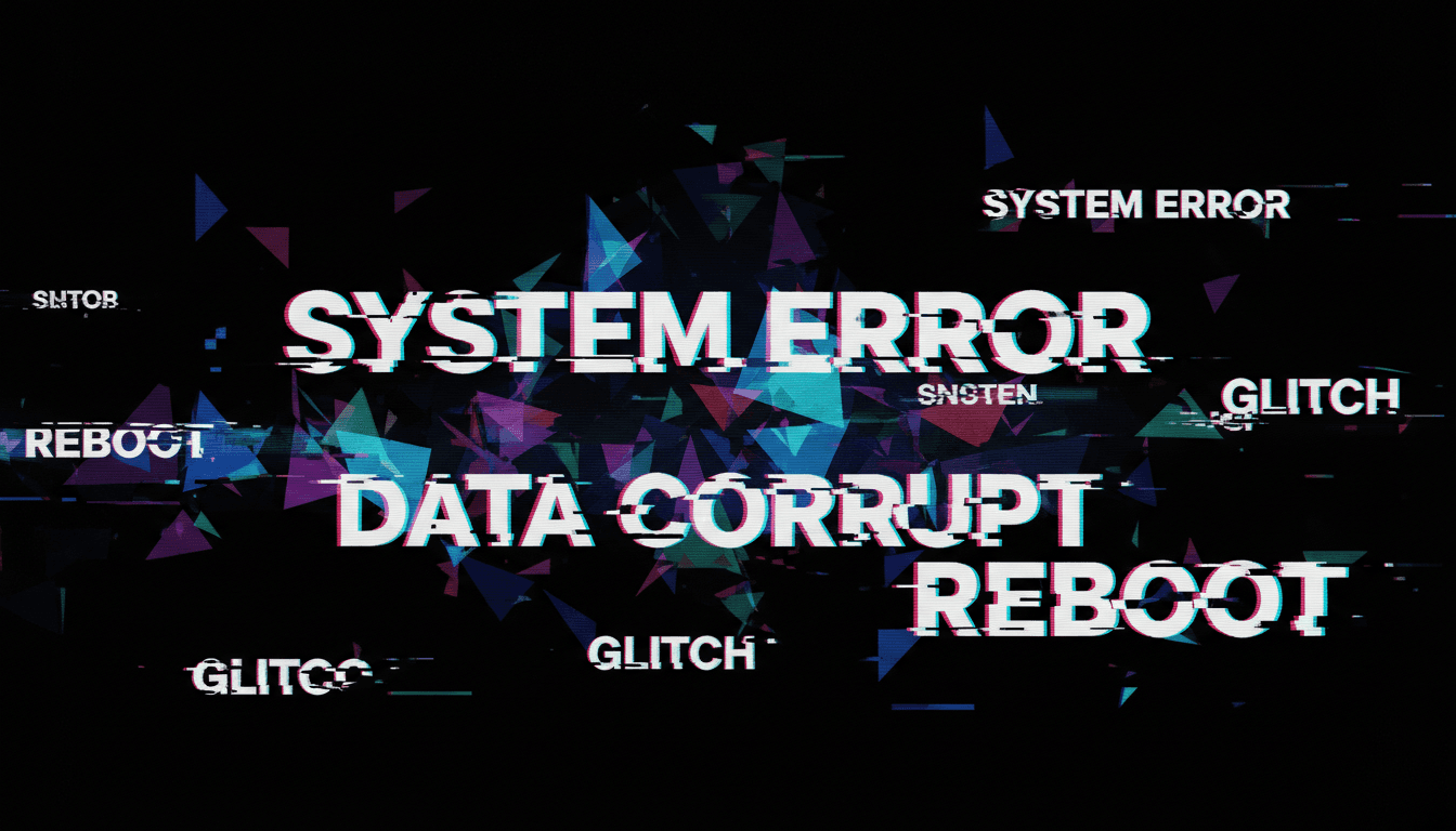 Chaotic glitch aesthetic design with distorted elements